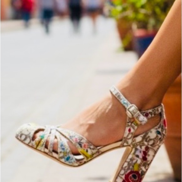 Dior Shoes - Dior Multicolor Floral Heels Authentic